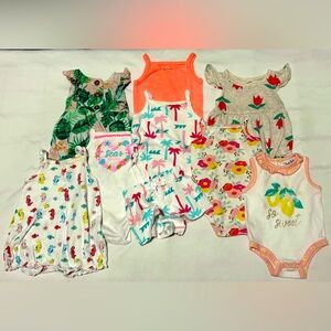 0-3m Baby Girl Onesie 9 Piece Bundle
